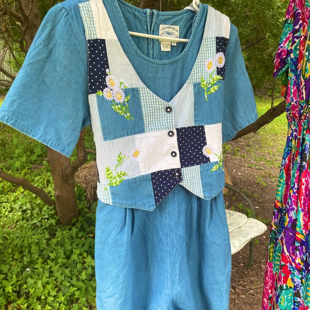 1980s/1990s vested denim romper